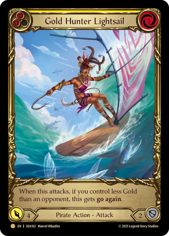Gold Hunter Lightsail YELLOW SEA162-TP - High Seas - Treasure Pack - Flesh and blood card