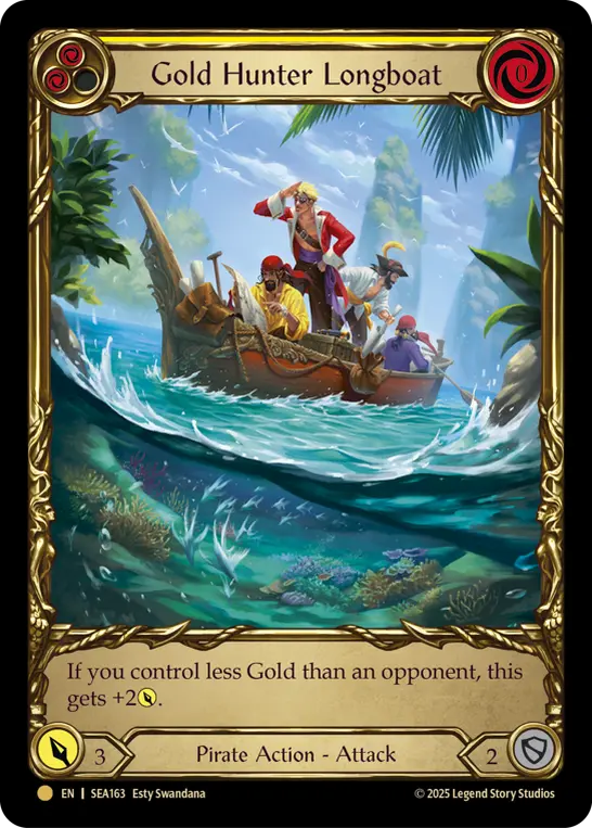 Gold Hunter Longboat YELLOW SEA163-TP - High Seas - Treasure Pack - Flesh and blood card