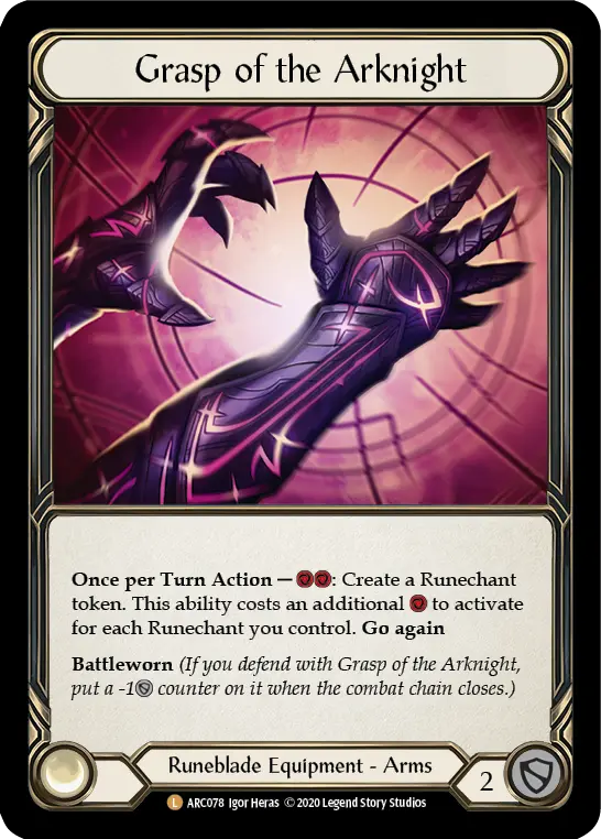 Grasp of the Arknight U-ARC078-RF - Arcane Rising - Unlimited - Flesh and blood card