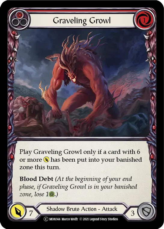 Graveling Growl RED U-MON144-RF - Monarch - Unlimited - Flesh and blood card