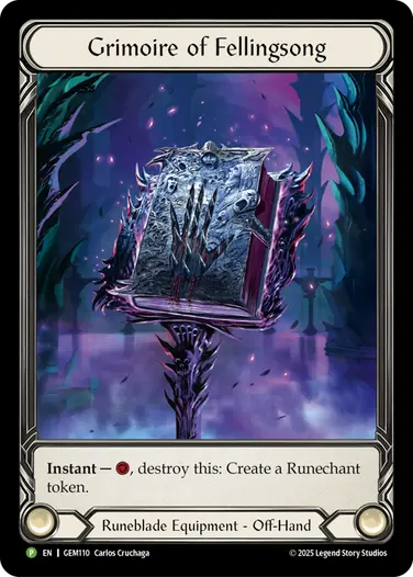 Grimoire of Fellingsong GEM110-CF - GEM - Pack 4 - Flesh and blood card