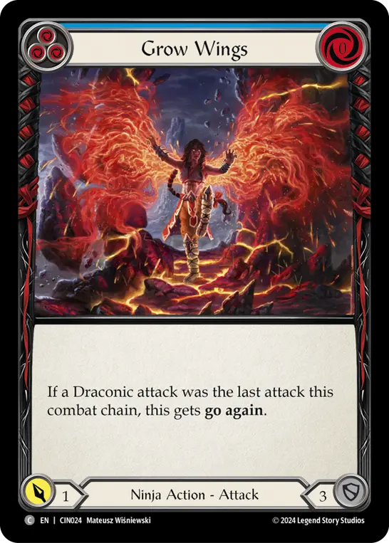 Grow Wings BLUE CIN024 - The Hunted Blitz Deck - Cindra - Flesh and blood card