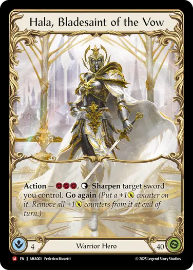 Hala, Bladesaint of the Vow AHA001-RF - Armory Deck - Hala, Bladesaint of the Vow - Flesh and blood card