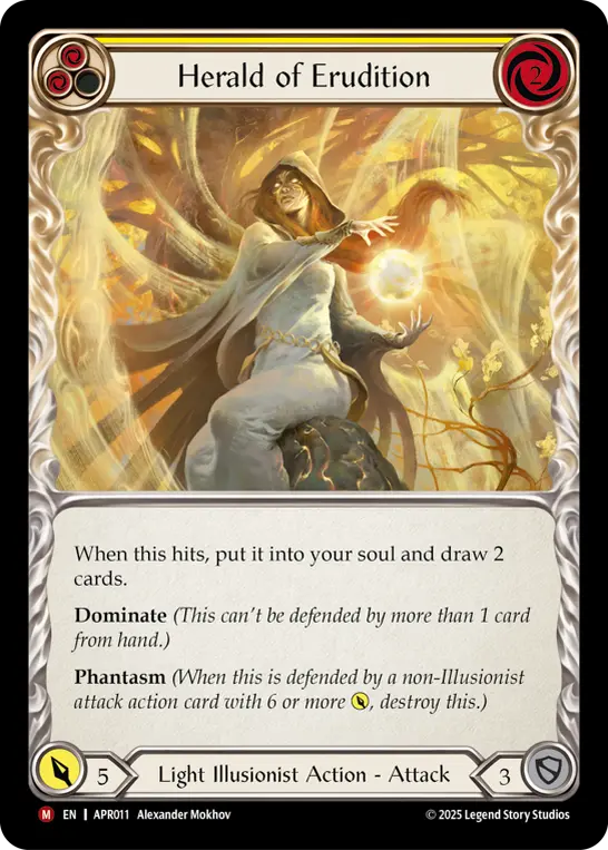 Herald of Erudition YELLOW APR011 - Armory Deck Legends - Prism Sculptor of Arc Light - Flesh and blood card