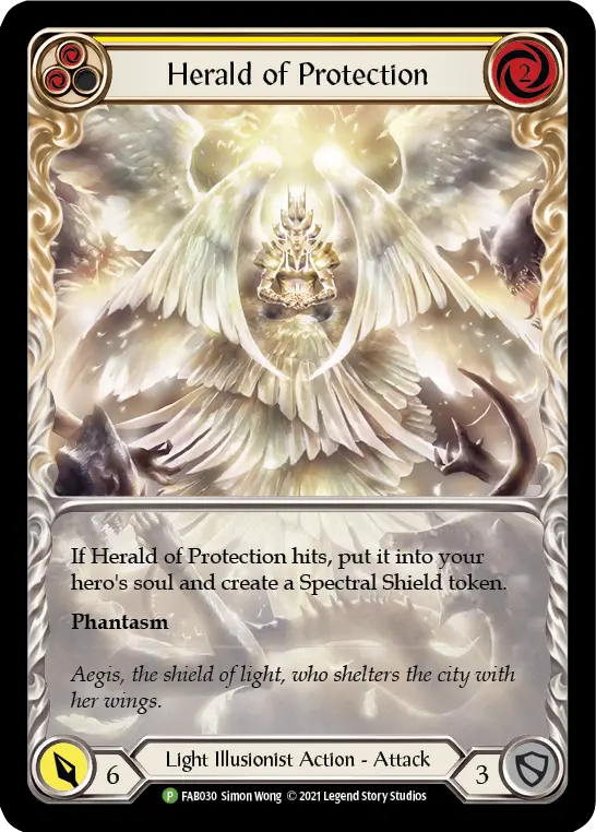 Herald of Protection YELLOW FAB030-RF - Marketing - Content Creators Monarch - Flesh and blood card