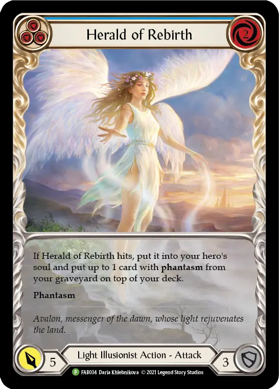 Herald of Rebirth BLUE FAB034-RF - Marketing - Content Creators Monarch - Flesh and blood card