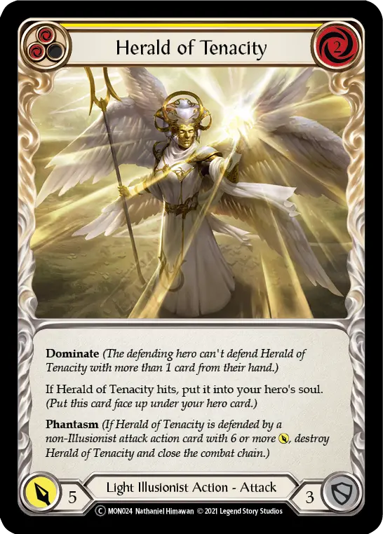 Herald of Tenacity YELLOW U-MON024-RF - Monarch - Unlimited - Flesh and blood card