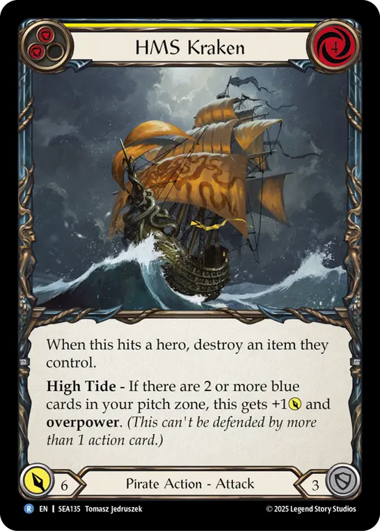 HMS Kraken YELLOW SEA135 - High Seas - Flesh and blood card