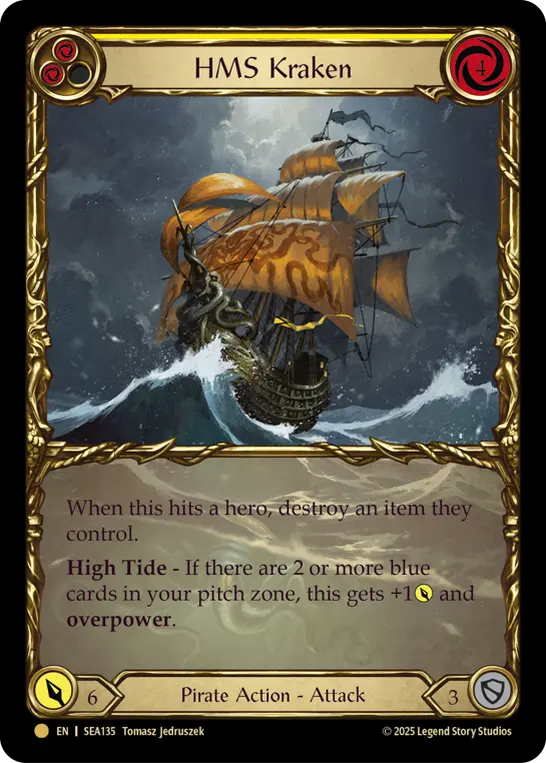 HMS Kraken YELLOW SEA135-TP - High Seas - Treasure Pack - Flesh and blood card