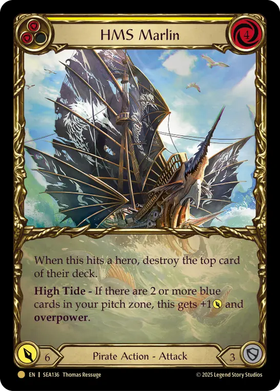 HMS Marlin YELLOW SEA136-TP - High Seas - Treasure Pack - Flesh and blood card