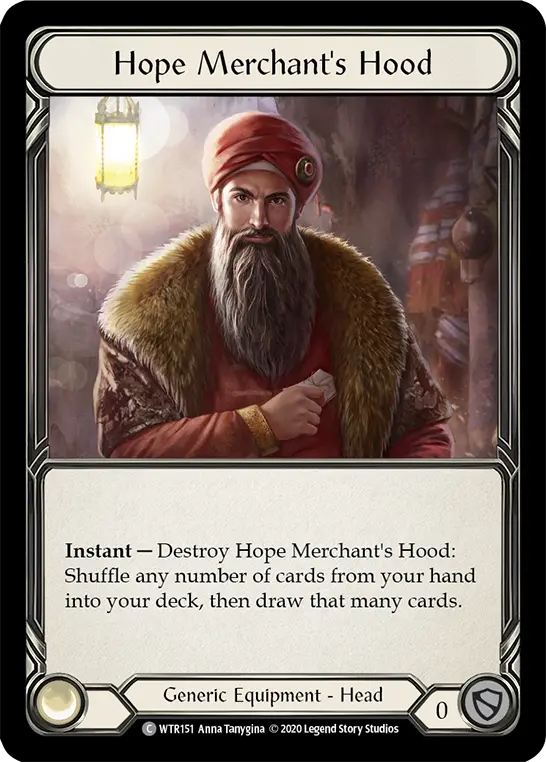 Hope Merchant's Hood R-WTR151 - Welcome to Rathe - Unlimited Revised - Flesh and blood card