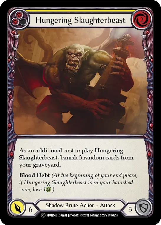 Hungering Slaughterbeast YELLOW U-MON148-RF - Monarch - Unlimited - Flesh and blood card