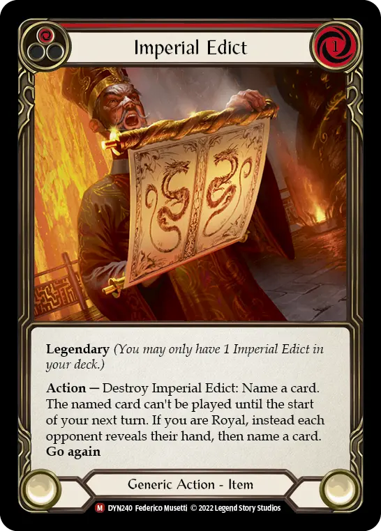 Imperial Edict RED DYN240 - Dynasty - Flesh and blood card