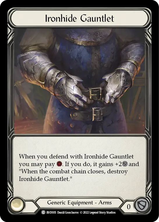 Ironhide Gauntlet RVD005-RF - Classic Battles: Rhinar vs Dorinthea - Flesh and blood card