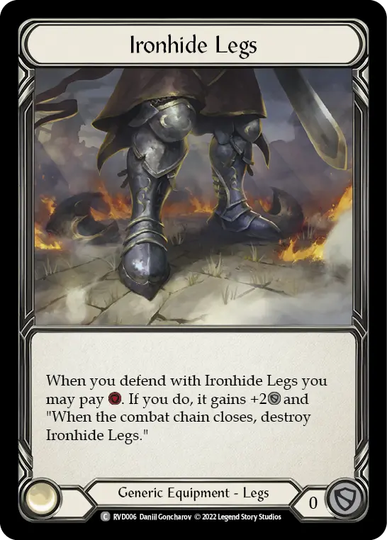 Ironhide Legs RVD006-RF - Classic Battles: Rhinar vs Dorinthea - Flesh and blood card