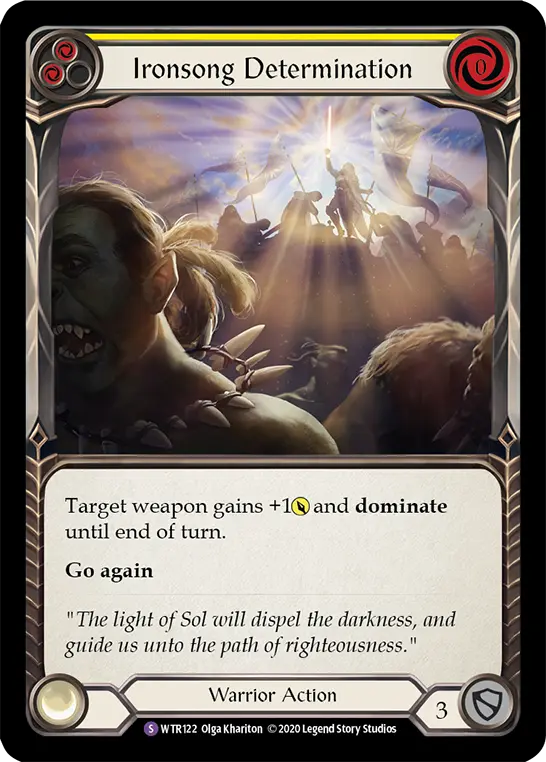 Ironsong Determination YELLOW R-WTR122 - Welcome to Rathe - Unlimited Revised - Flesh and blood card