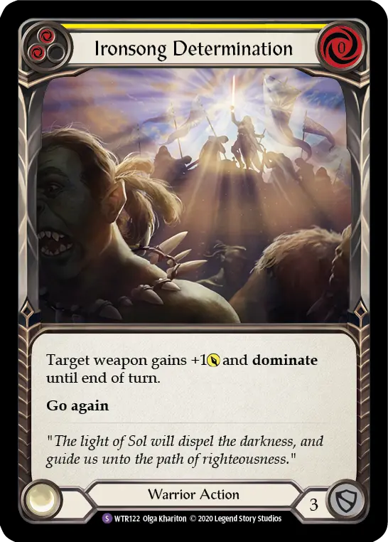 Ironsong Determination YELLOW U-WTR122-RF - Welcome to Rathe - Unlimited - Flesh and blood card