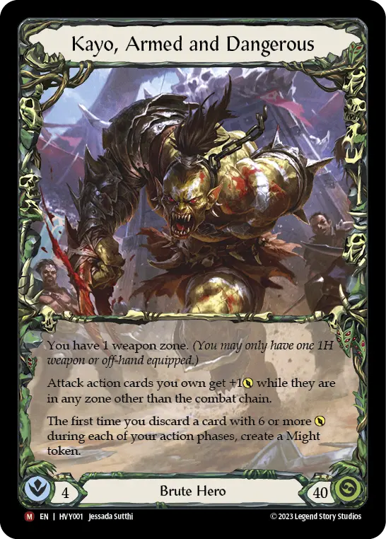Kayo, Armed and Dangerous HVY001 - Heavy Hitters - Flesh and blood card