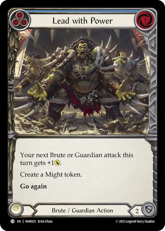 Lead with Power BLUE RHI025 - Rhinar - Heavy Hitters Blitz Deck - Flesh and blood card