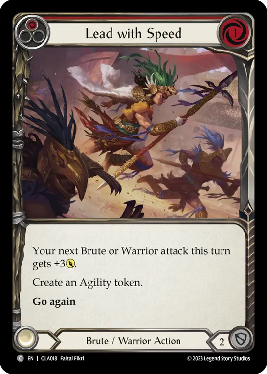 Lead with Speed RED OLA018 - Olympia - Heavy Hitters Blitz Deck - Flesh and blood card