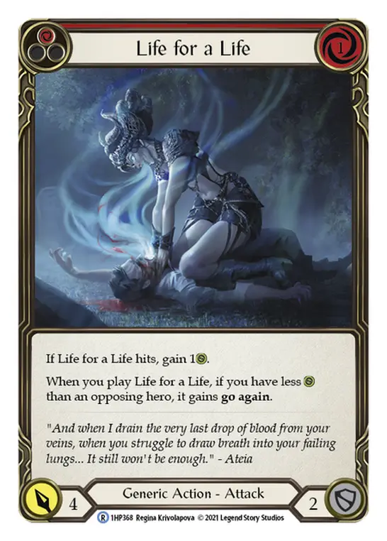 Life for a Life RED 1HP368 - History Pack 1 - Flesh and blood card