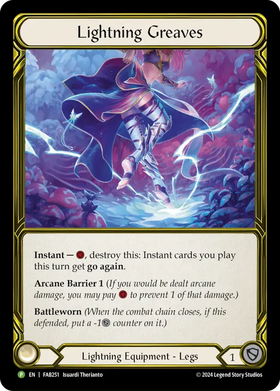 Lightning Greaves FAB251-GF - Premier Organized Play - Rosetta - Flesh and blood card