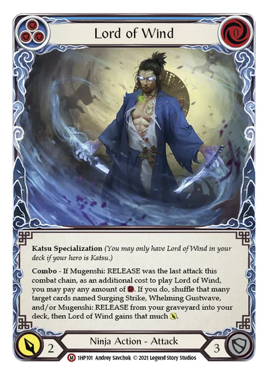 Lord of Wind BLUE 1HP101 - History Pack 1 - Flesh and blood card