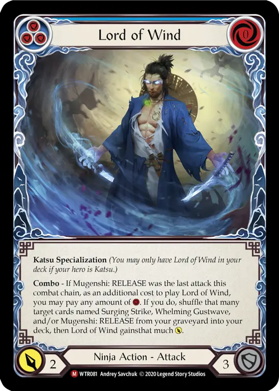 Lord of Wind BLUE R-WTR081 - Welcome to Rathe - Unlimited Revised - Flesh and blood card