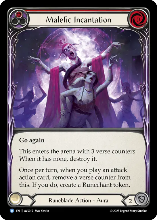 Malefic Incantation RED AVS015 - Armory Deck Legends - Viserai, Rune Blood - Flesh and blood card