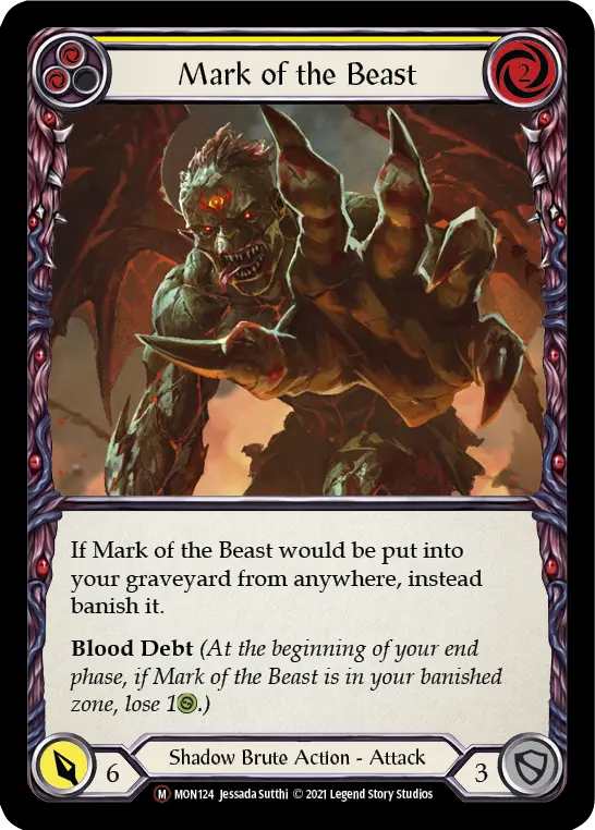 Mark of the Beast YELLOW U-MON124-RF - Monarch - Unlimited - Flesh and blood card