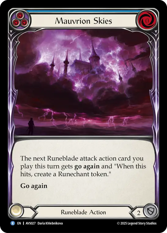 Mauvrion Skies BLUE AVS027 - Armory Deck Legends - Viserai, Rune Blood - Flesh and blood card