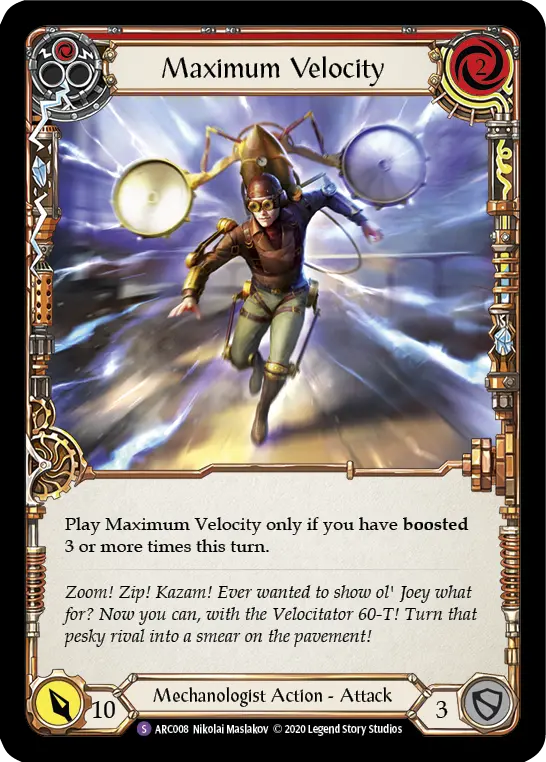 Maximum Velocity RED U-ARC008-RF - Arcane Rising - Unlimited - Flesh and blood card