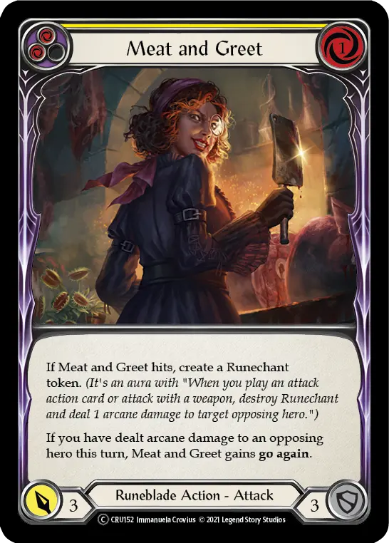 Meat and Greet YELLOW U-CRU152-RF - Crucible of War - Unlimited - Flesh and blood card