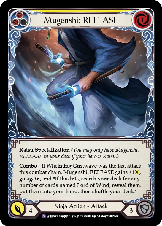 Mugenshi: RELEASE YELLOW U-WTR083-RF - Welcome to Rathe - Unlimited - Flesh and blood card