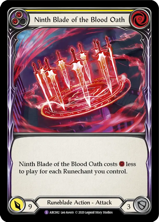 Ninth Blade of the Blood Oath YELLOW U-ARC082-RF - Arcane Rising - Unlimited - Flesh and blood card