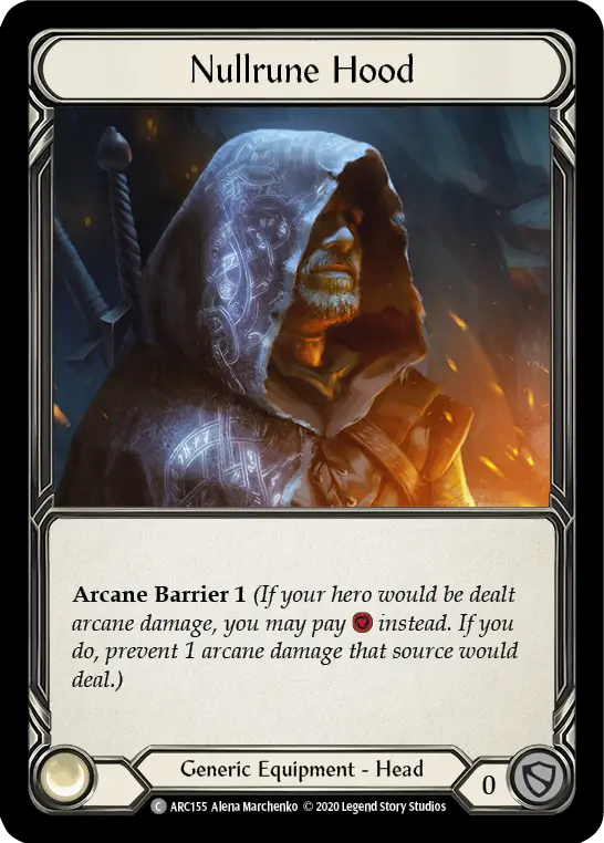 Nullrune Hood U-ARC155-RF - Arcane Rising - Unlimited - Flesh and blood card