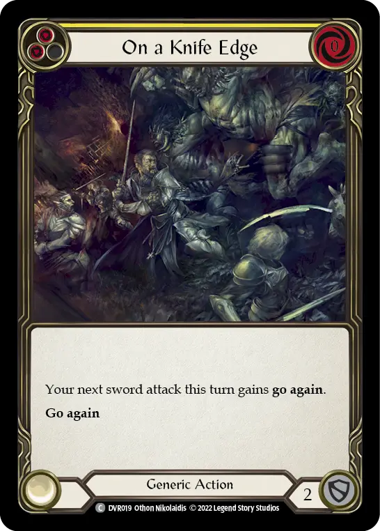 On a Knife Edge YELLOW DVR019 - Classic Battles: Rhinar vs Dorinthea - Flesh and blood card