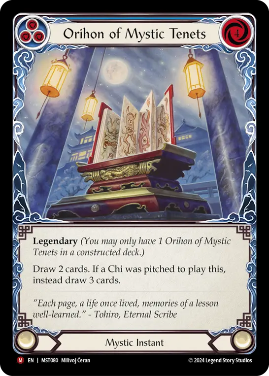 Orihon of Mystic Tenets BLUE MST080 - Part the Mistveil - Flesh and blood card