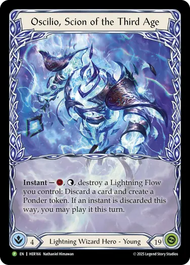 Oscilio, Scion of the Third Age HER166-RF - Release Celebration - Omens of the Third Age - Flesh and blood card