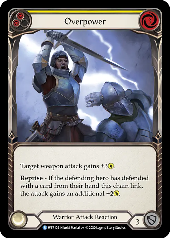 Overpower YELLOW R-WTR124 - Welcome to Rathe - Unlimited Revised - Flesh and blood card