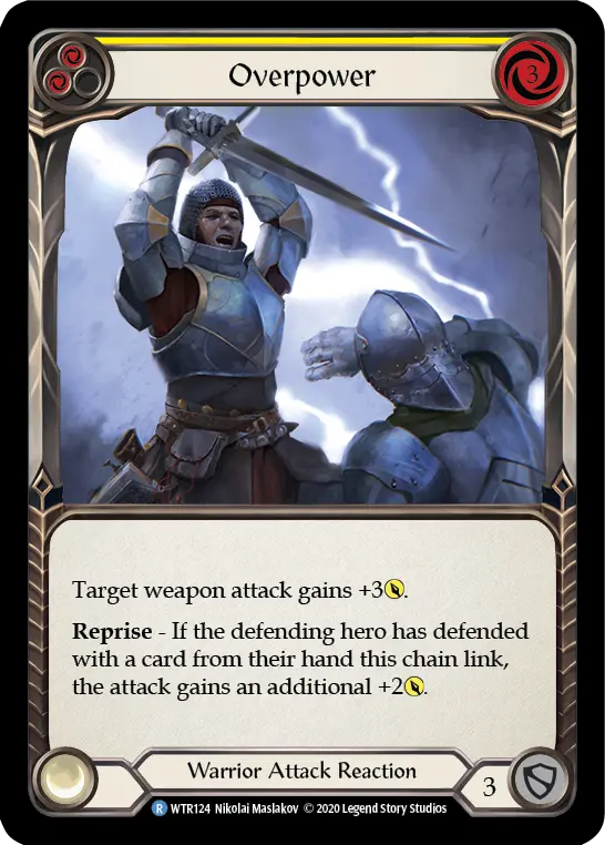 Overpower YELLOW U-WTR124-RF - Welcome to Rathe - Unlimited - Flesh and blood card