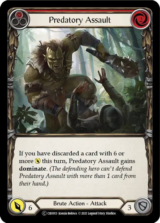 Predatory Assault RED U-CRU013-RF - Crucible of War - Unlimited - Flesh and blood card