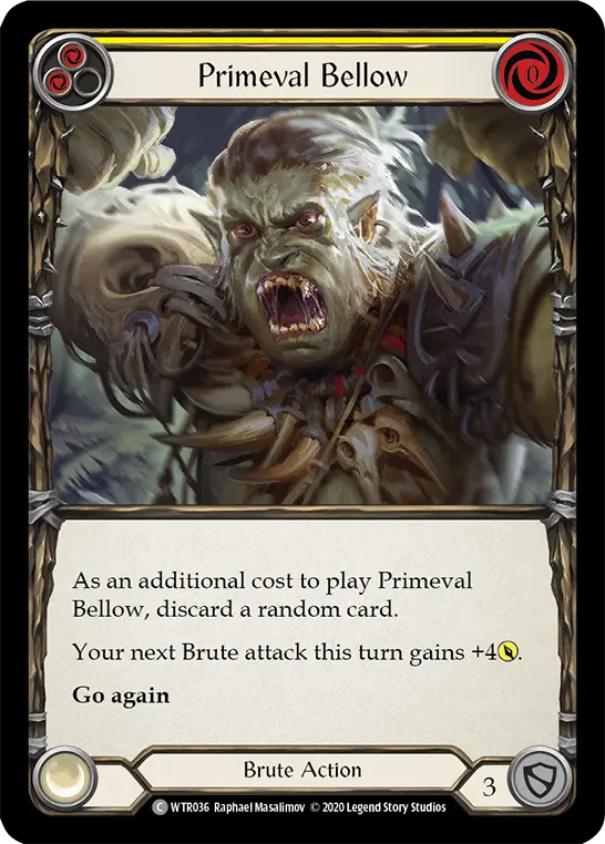 Primeval Bellow YELLOW R-WTR036 - Welcome to Rathe - Unlimited Revised - Flesh and blood card