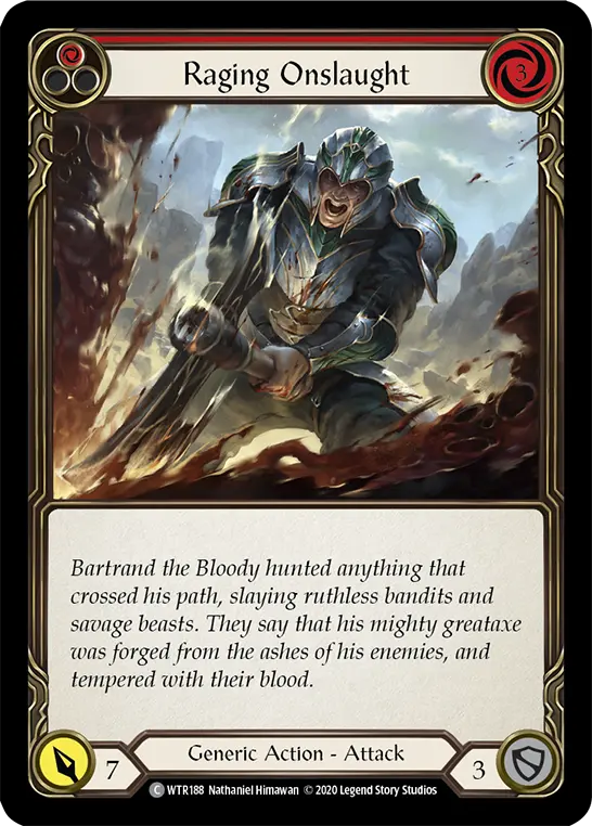 Raging Onslaught RED R-WTR188 - Welcome to Rathe - Unlimited Revised - Flesh and blood card