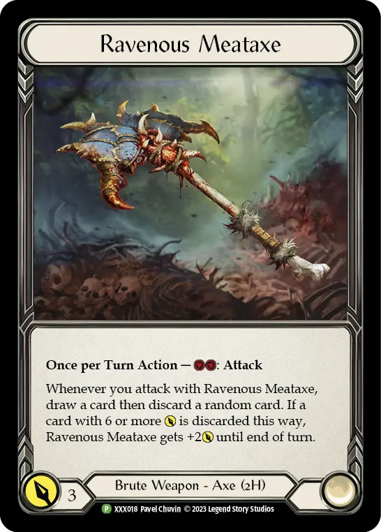 Ravenous Meataxe XXX018 - Organized Play Support - Monarch Limited 2023 - Flesh and blood card