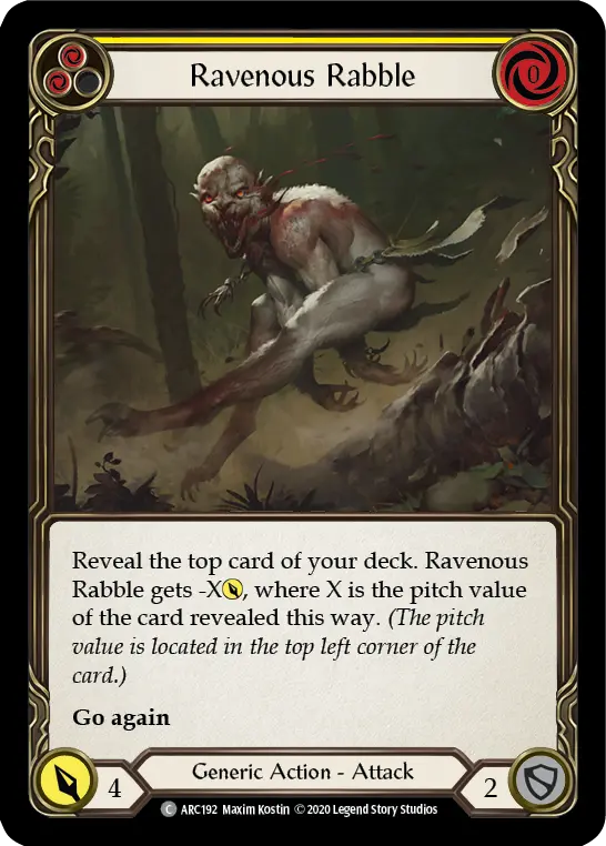 Ravenous Rabble YELLOW U-ARC192-RF - Arcane Rising - Unlimited - Flesh and blood card