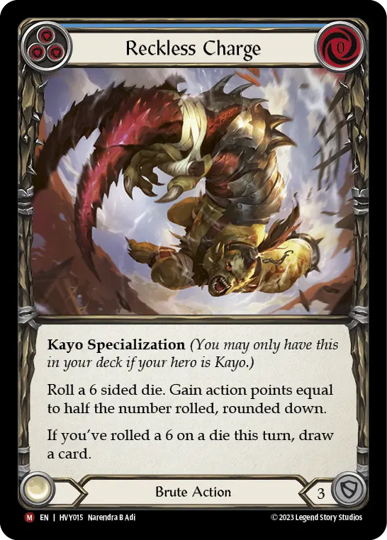 Reckless Charge BLUE HVY015 - Heavy Hitters - Flesh and blood card
