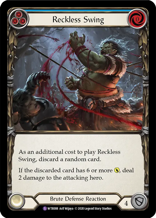 Reckless Swing BLUE R-WTR008 - Welcome to Rathe - Unlimited Revised - Flesh and blood card