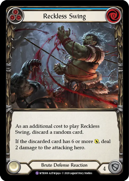 Reckless Swing BLUE U-WTR008-RF - Welcome to Rathe - Unlimited - Flesh and blood card