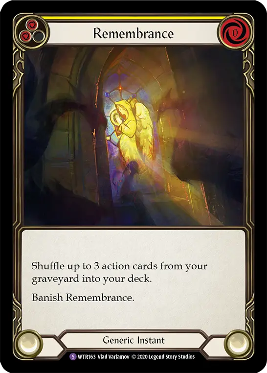 Remembrance YELLOW R-WTR163 - Welcome to Rathe - Unlimited Revised - Flesh and blood card